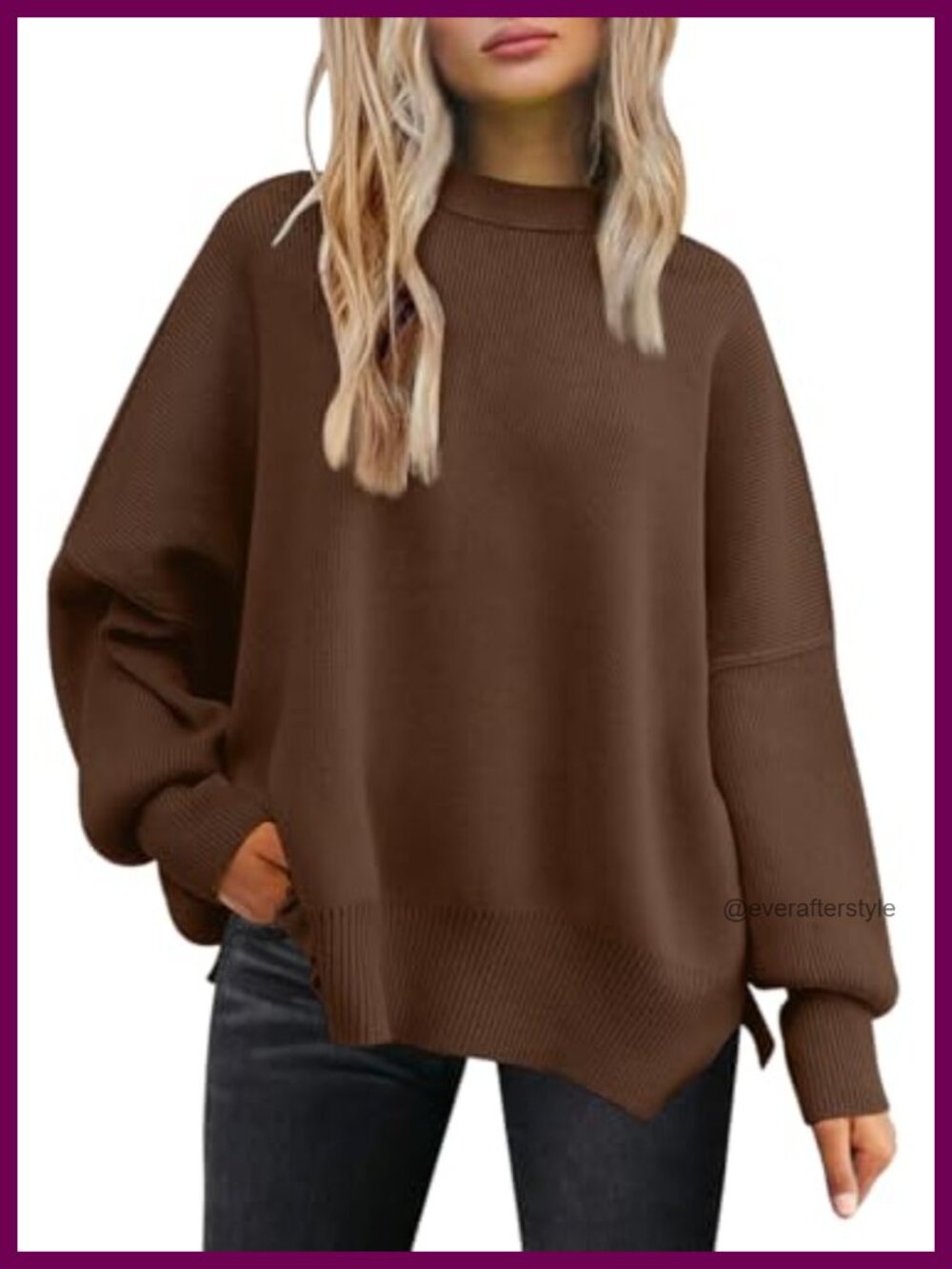 Oversized Crewneck Long Sleeve Sweater Tunic Pullover for Women